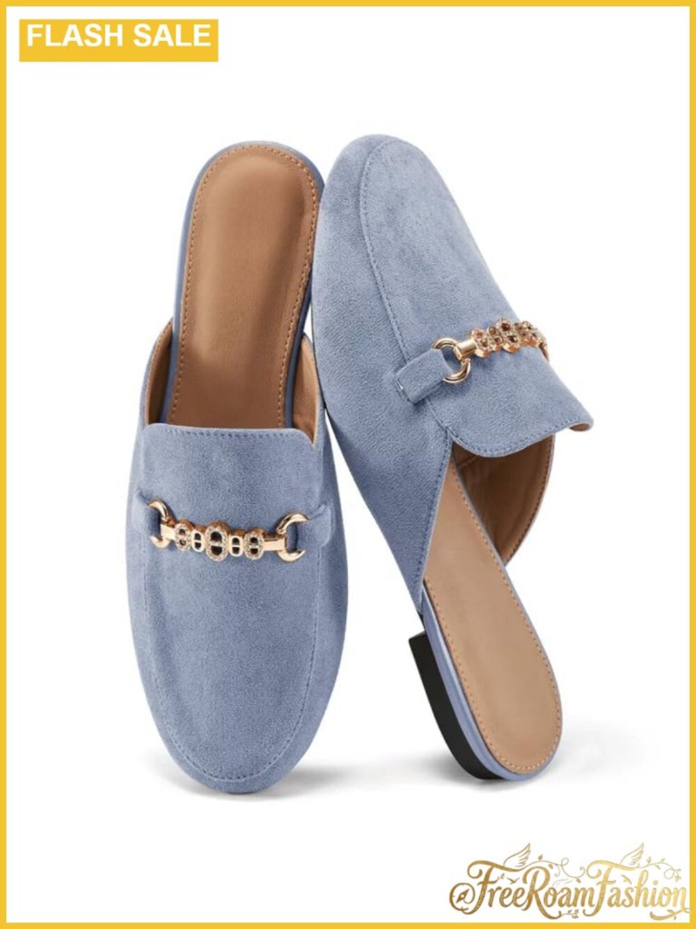 Faux Suede Slip On Mules Comfortable Cushioned Round Toe Low Heel Women Shoes
